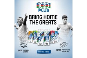 Vua bóng đá Pelé, tiền vệ Oscar Jr. và nhãn hiệu nước uống Isotonic 100PLUS
